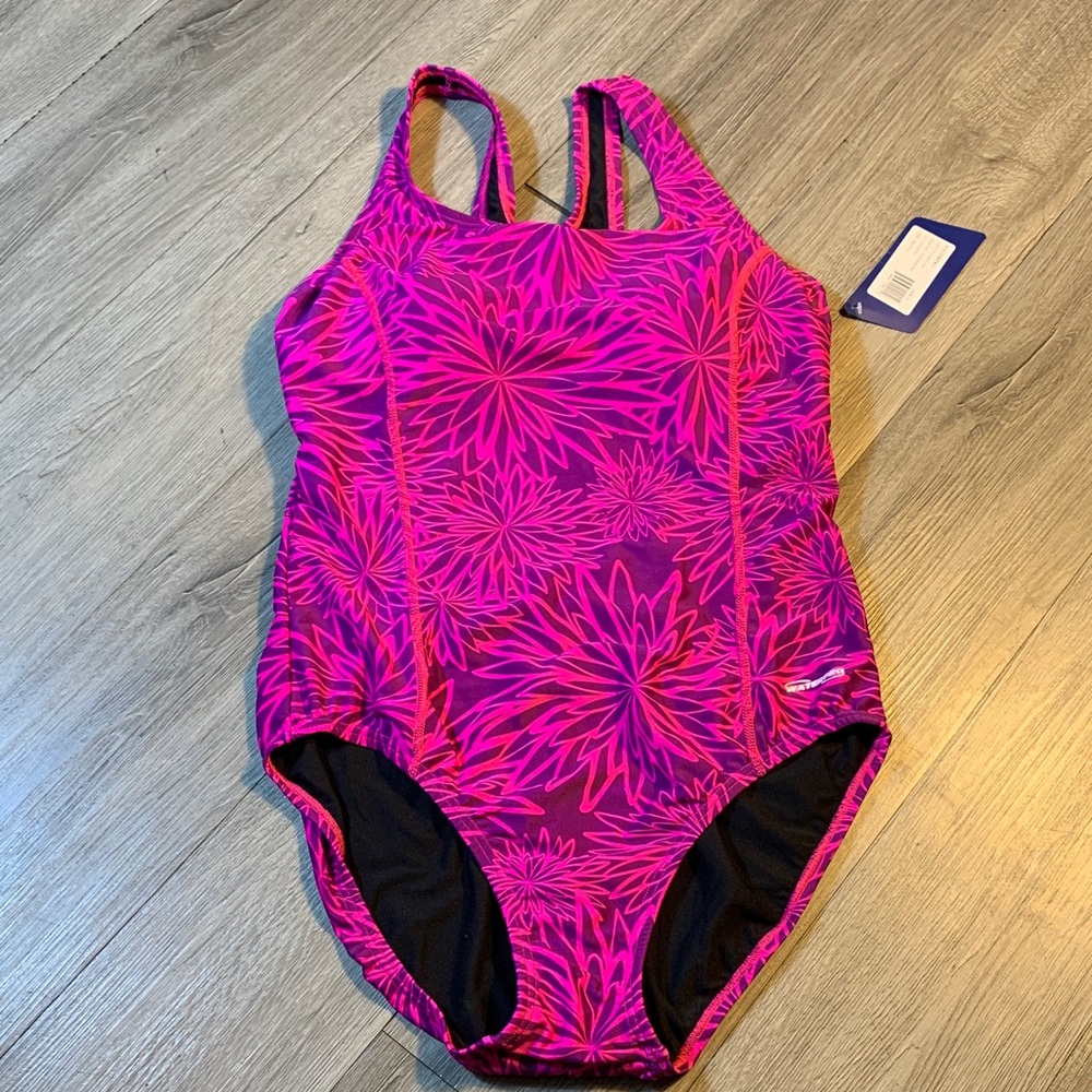 Waterpro Fit Back Moderate Fitness Purple & Magenta One Piece Swimsuit sz 16 NWT